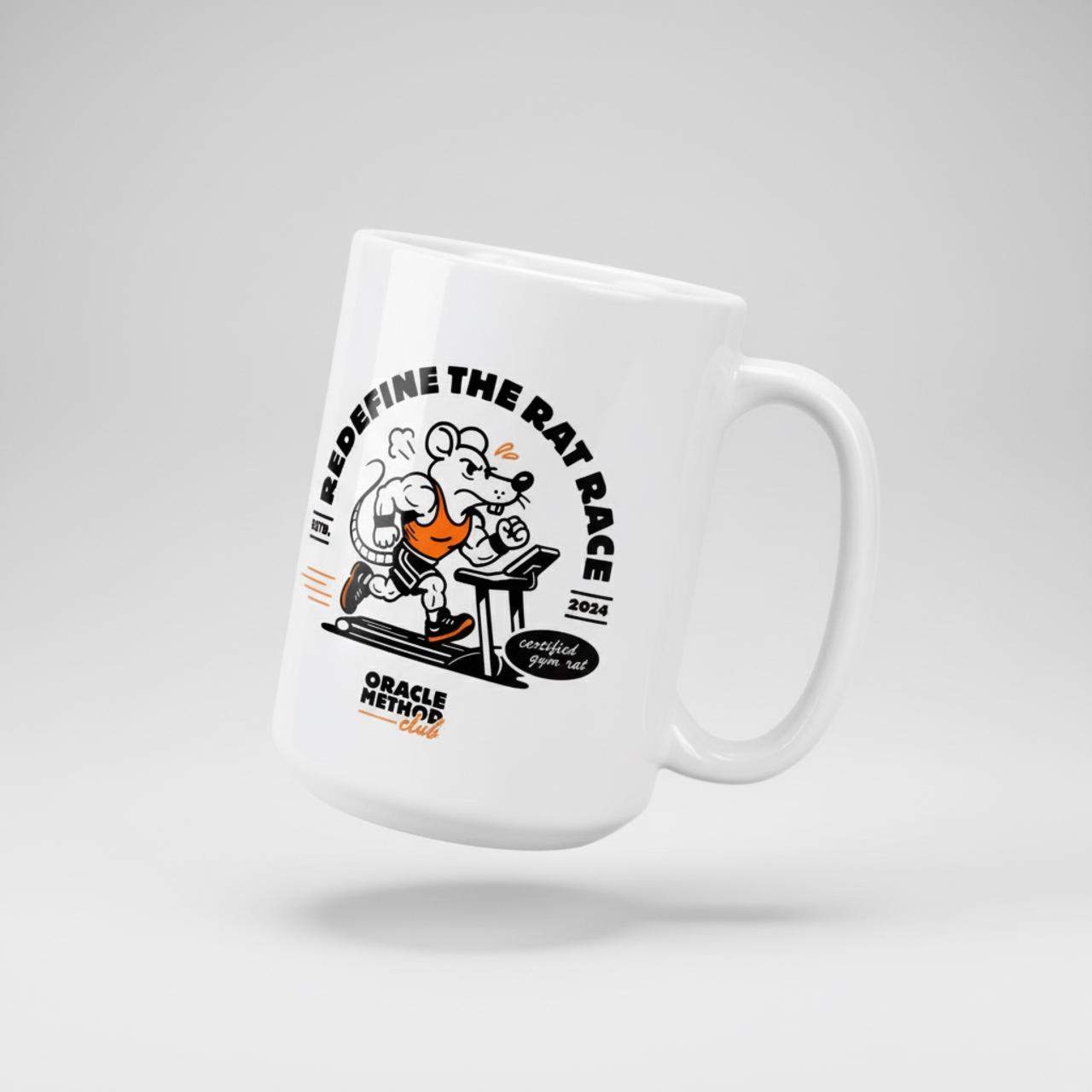 Mug - coloured handle - Redefine the Rat Race - white