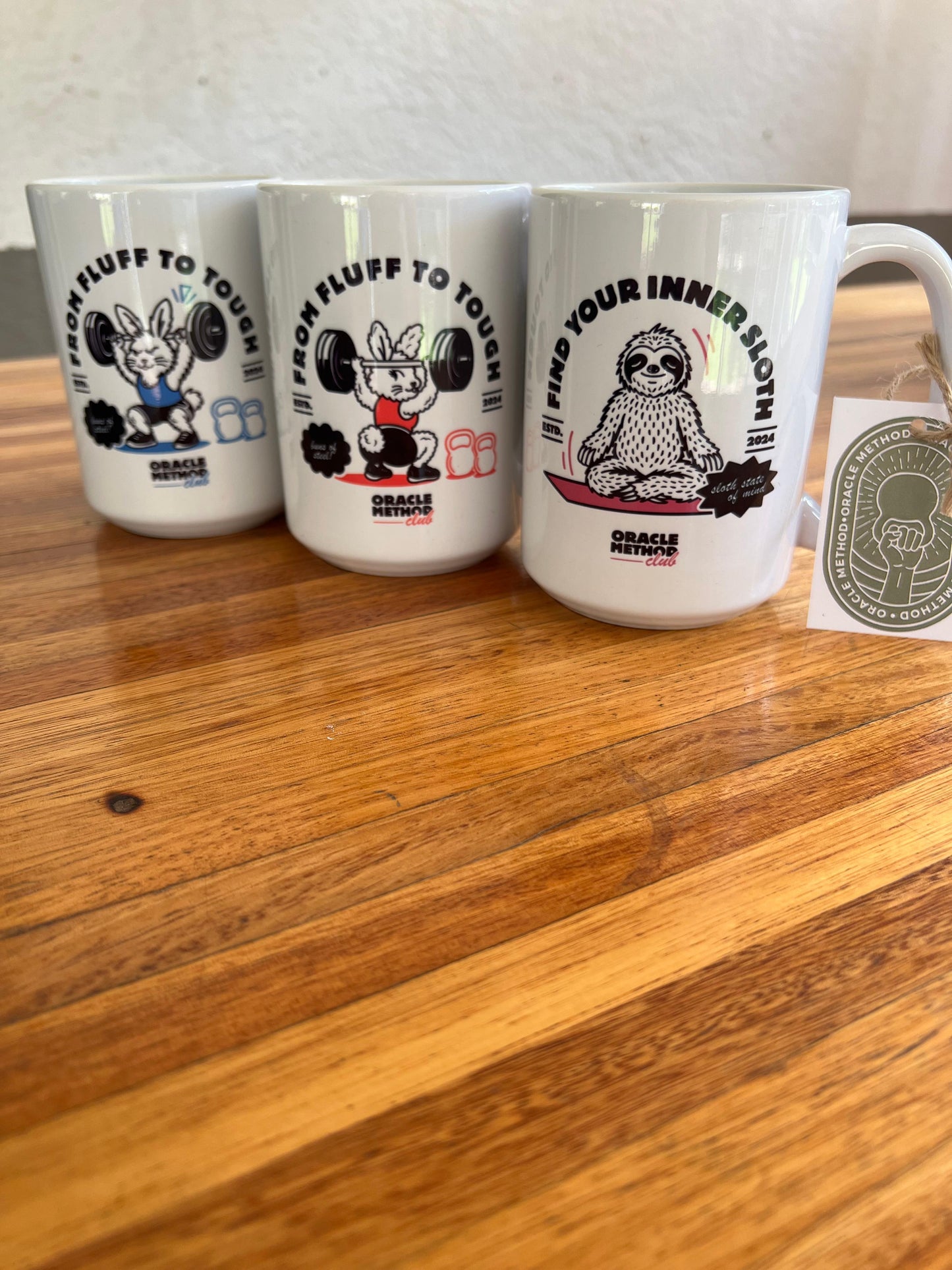 Mug - coloured handle - From fluff to tough - male bunny