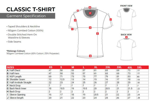 Size Guide - Men's tee