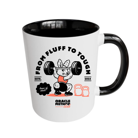 Mug - coloured handle - From fluff to tough - female bunny