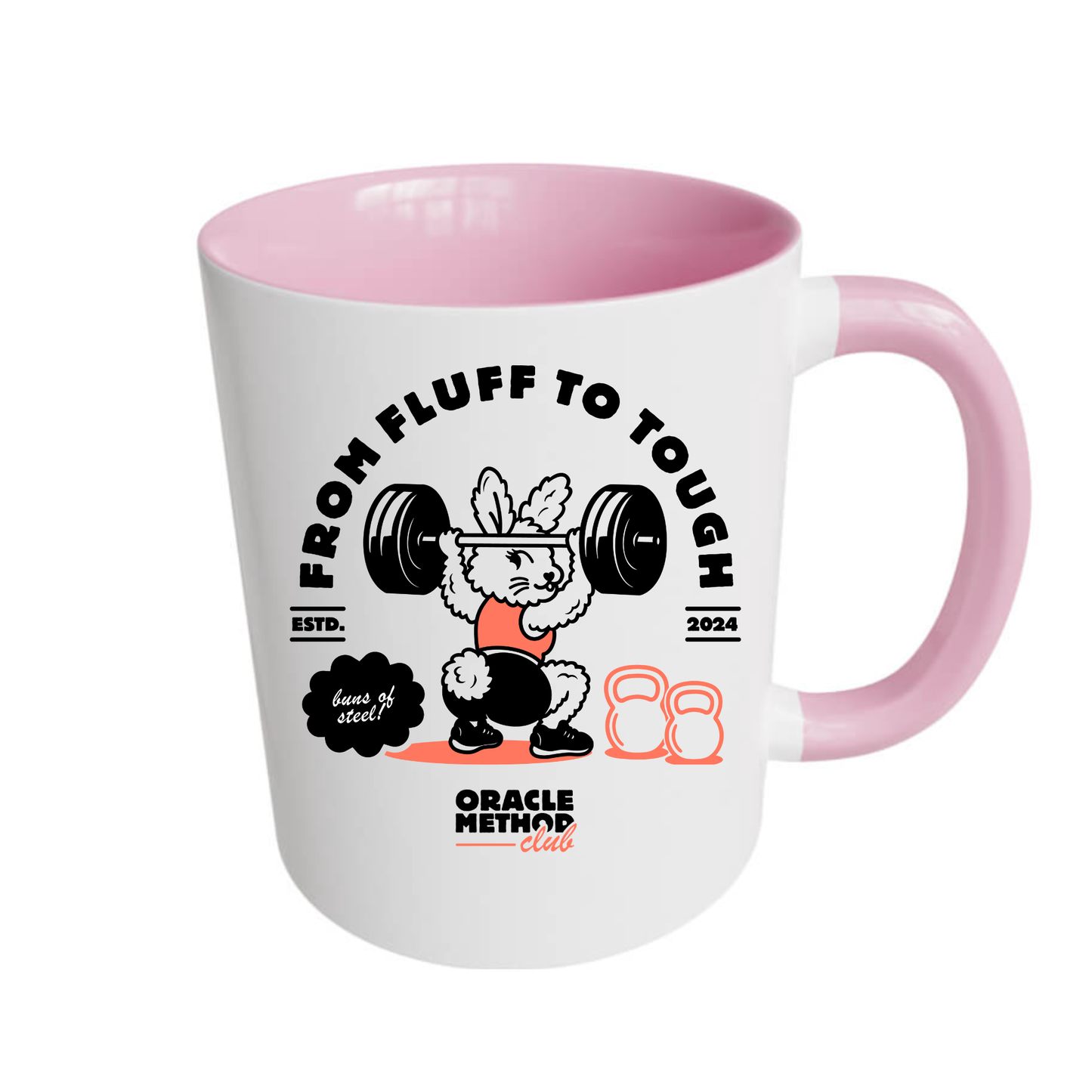 Mug - coloured handle - From fluff to tough - female bunny